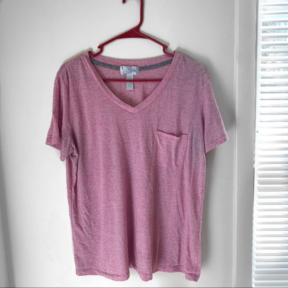 Pink V Neck Tee.